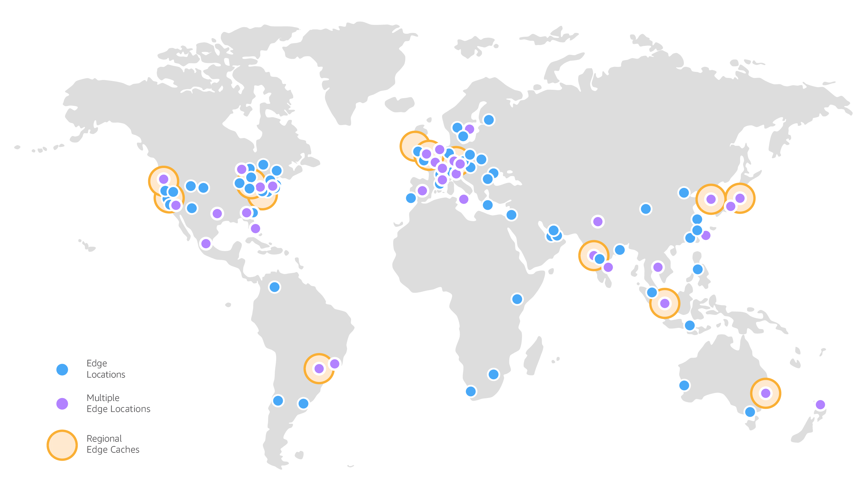 Worldmap of AWS cloudfront edges from Cloudfront official documentation