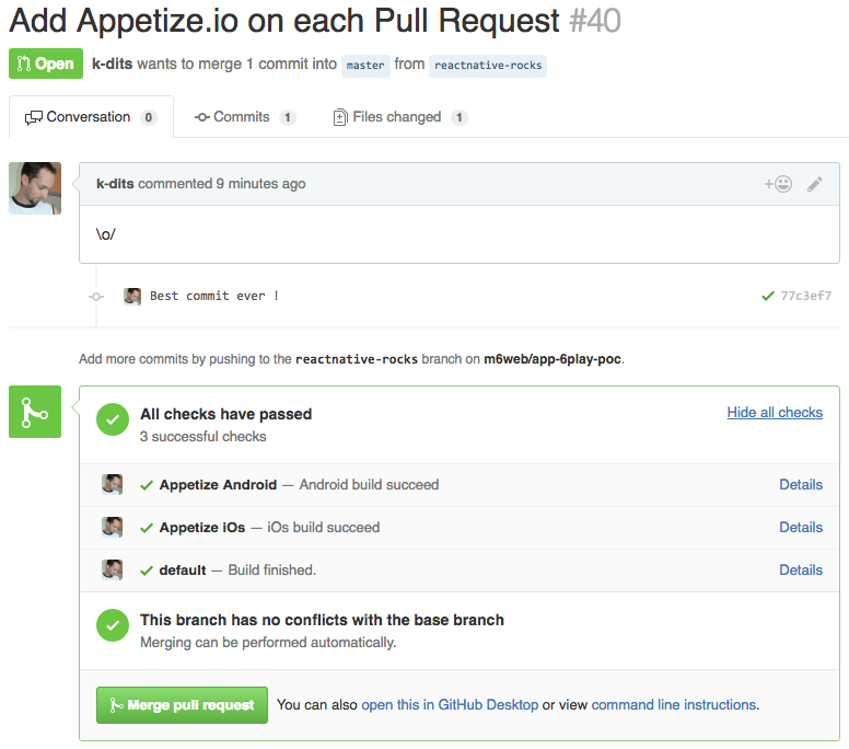 Github Pull Request with preview url